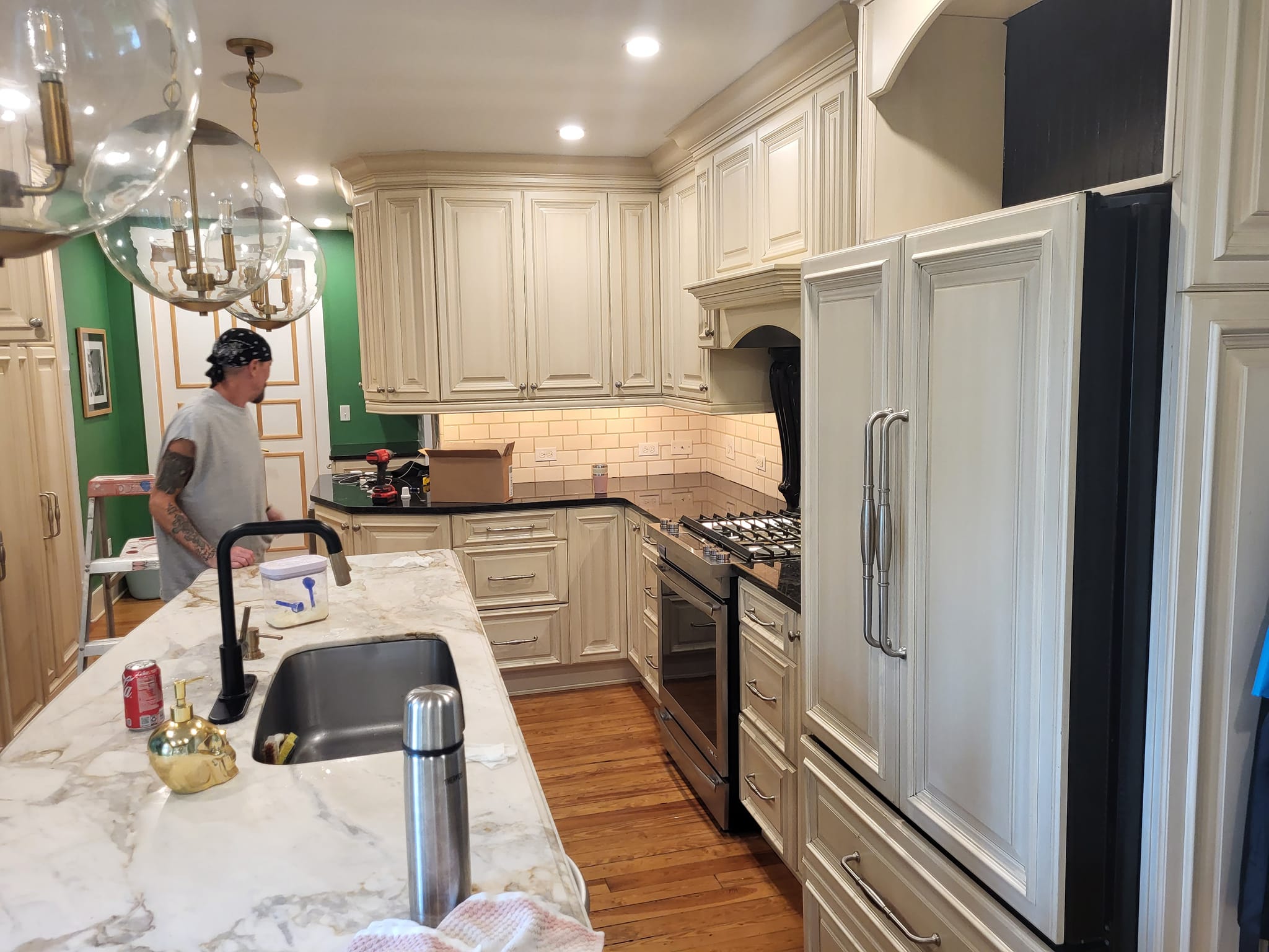 Refinished interior kitchen cabinets