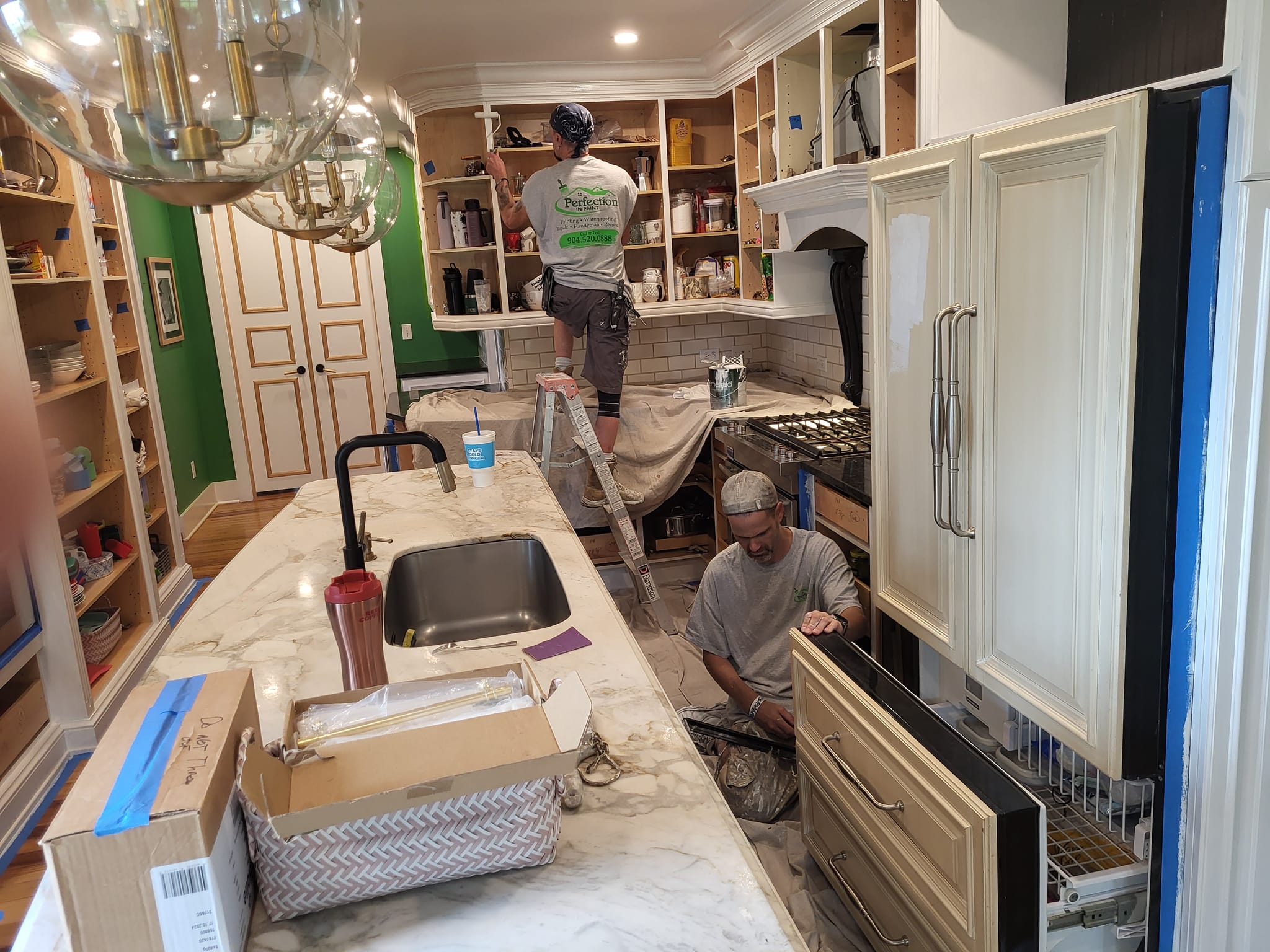 Cabinet painting in progress